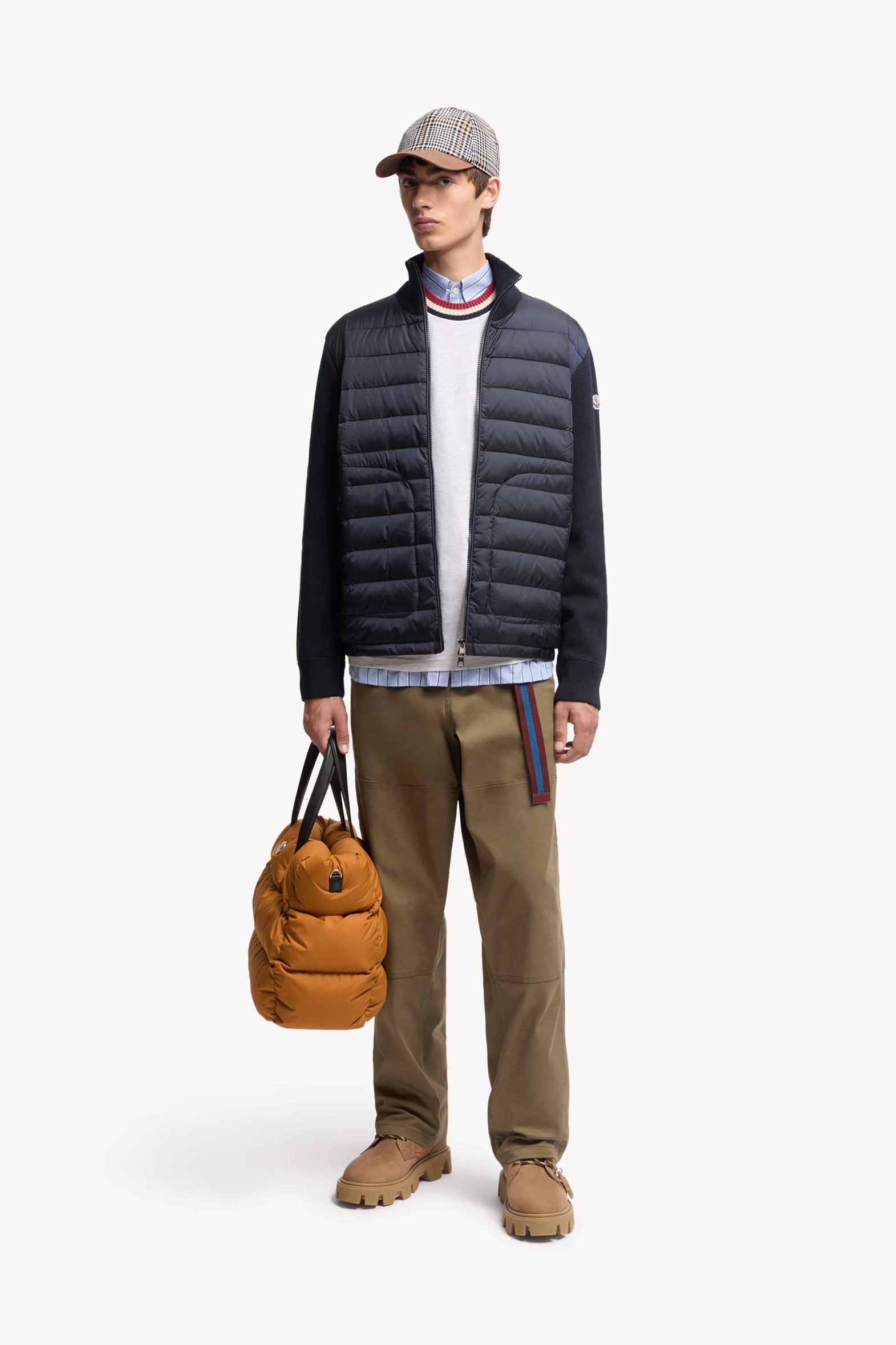 Cardigan zippé matelassé Hommes Bleu marine Moncler 0